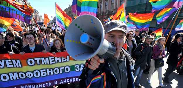 Marcha contra la homofobia en la ciudad rusa de San Petersburgo