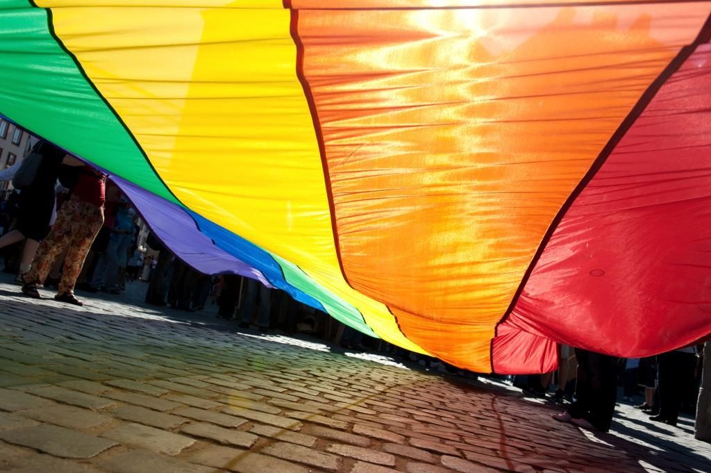 Bandera, tela de la homosexualidad, orgullo gay, lesbianas y transexuales. Horizontal