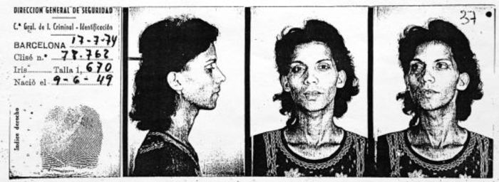 Ficha policial de Silvia Reyes, encarcelada en 1974 con excusa de la Ley de Peligrosidad Social
