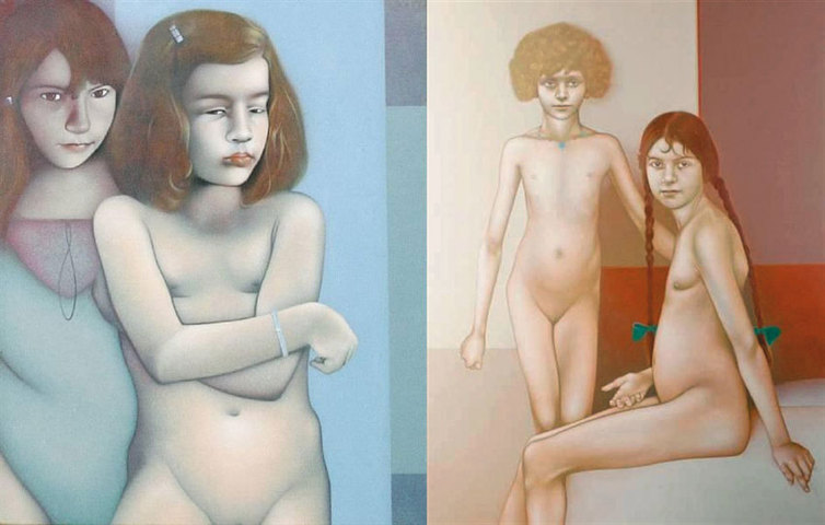 'Retrato de dos niñas' y 'Zeitie y Mitzie', dos obras del pintor Graham Ovenden.